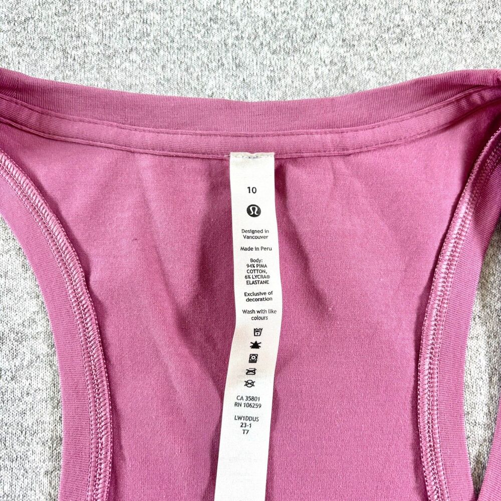 NWT Lululemon Love Tank Top Size 10 Pink Pima Cotton Racerback - Picture 6 of 8